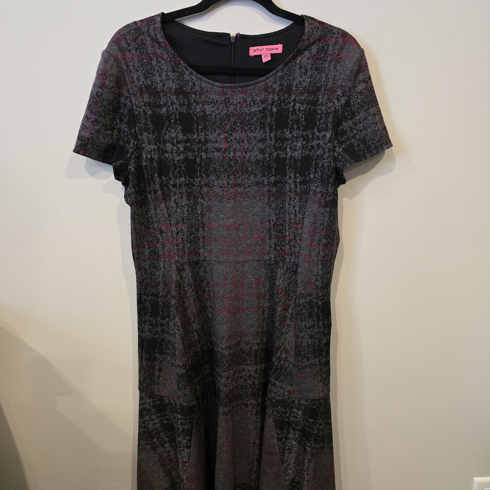 Betsey Johnson Black and Pink Checkered Midi Dress